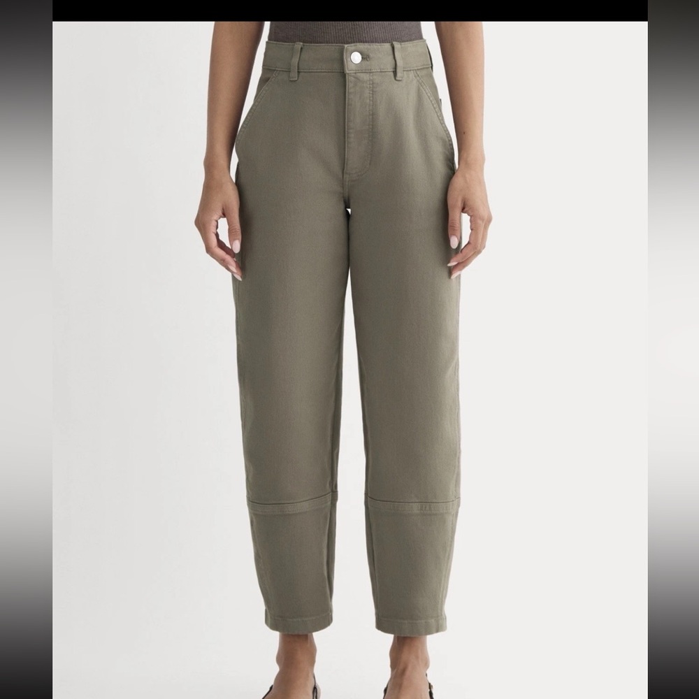Everlane The Utility Barrel Cargo Flare Pants Organic Cotton Olive Women’s Sz 4